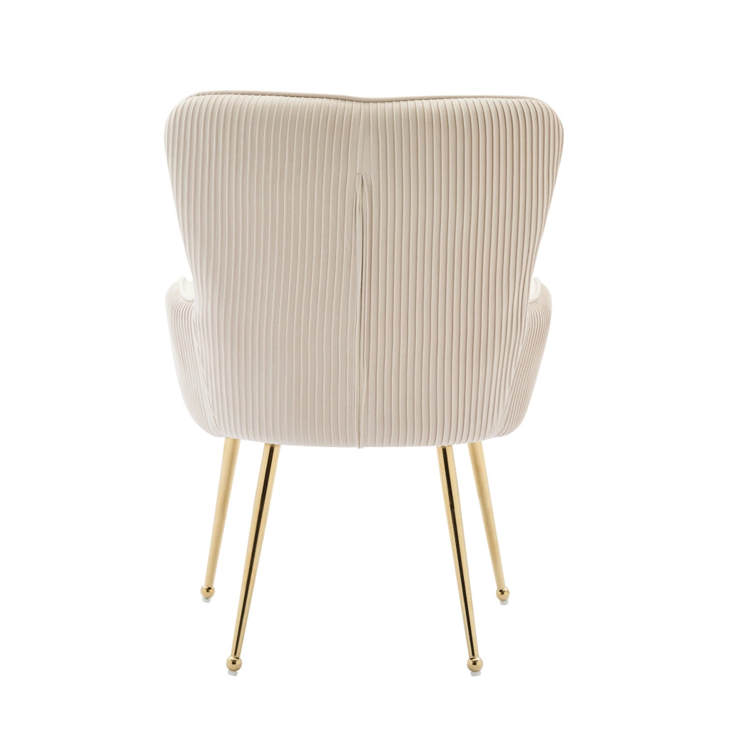 Set 2 sedie imbottite con braccioli in velluto e metallo beige e oro
