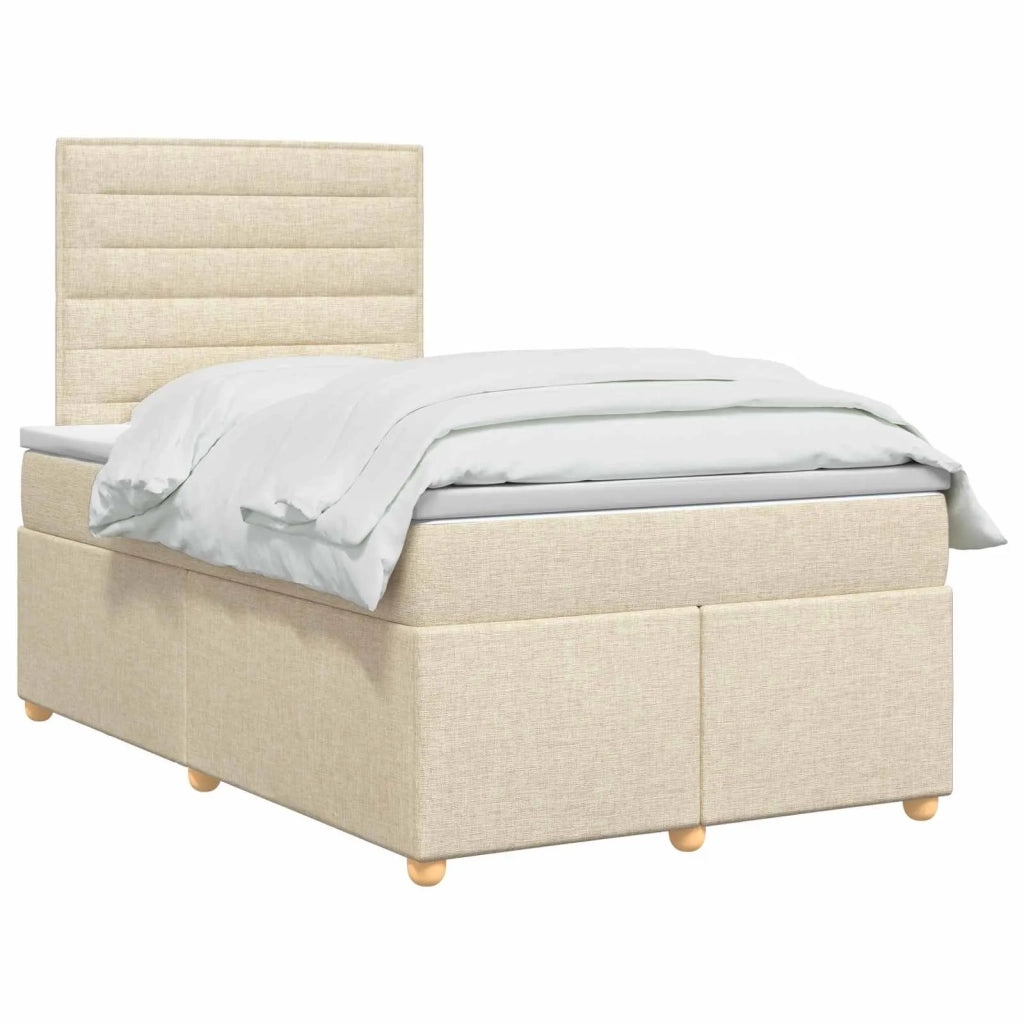 Letto box spring con materasso Crema 120 x 190 cm Tessuto 3453835