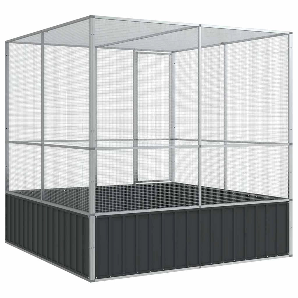 Voliera in gabbia argentata 211 x 207 x 212 cm acciaio Argento 02_0045639