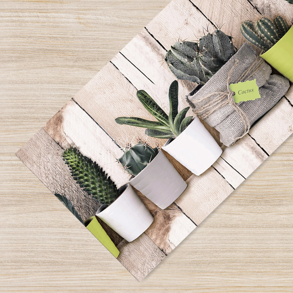 Tappeto passatoia fantasia made in Italy antiscivolo lavabile aderente LegnoCactus - 50x300 cm