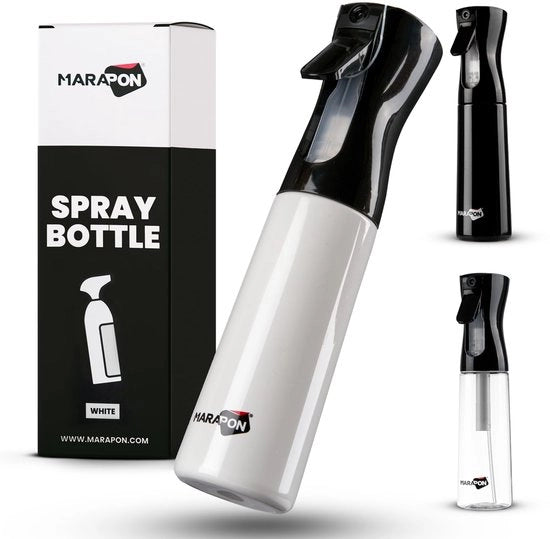 Sprayfles 300ml con funzione di atomizzatore [Bianco] | Sprayfles per parrucchieri e uso domestico | Sprayfles per piante | 3-4 secondi di spruzzo continuo | Atomizzatore a olio