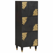 Credenza Nero 40 x 33 x 110 cm Legno di mango massello