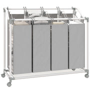 Carrello per bucato mobile con 4 sacchetti ¨C zephmum ¨C grigio 97x38x81 cm