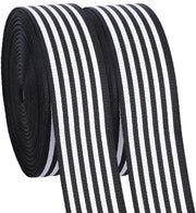 Decorazione con Fili 30 Metri - Nera/Bianca a Strisce - 2,5 cm Larghezza - Tela di Poliestere - Decorazione di Matrimonio/Festa - Progetti di Attività Artigianali - Fili Decorativi