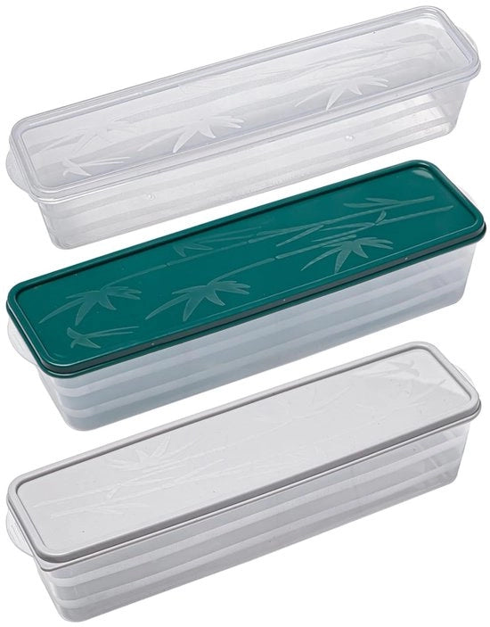 Set di Contenitori a Cassetta Spaghetti - Set di 3 - Plastica - 31,8 x 8,8 x 8,1 cm
