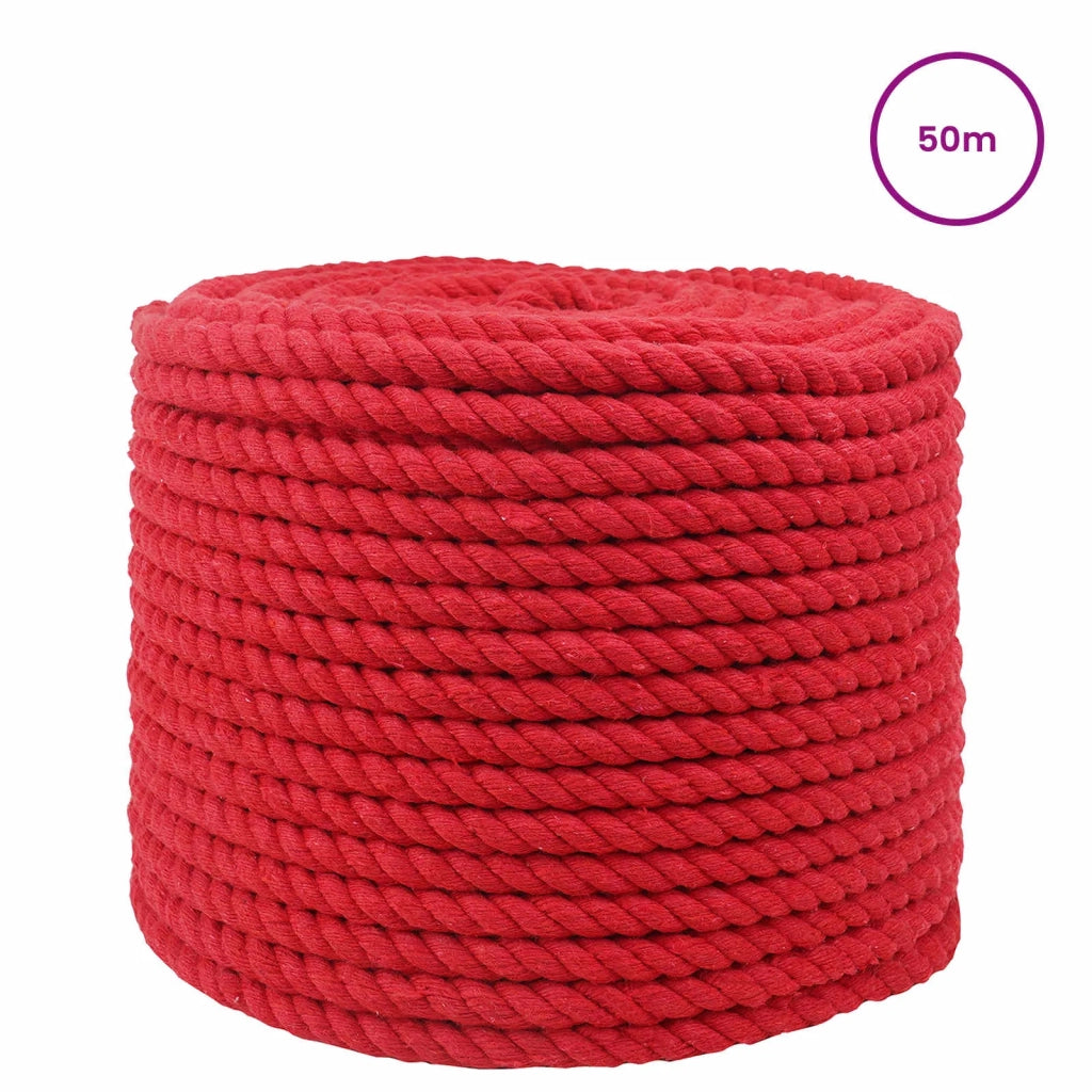 Corda di Cotone 10 mm 50 m Rosso 100% Cotone 42011908