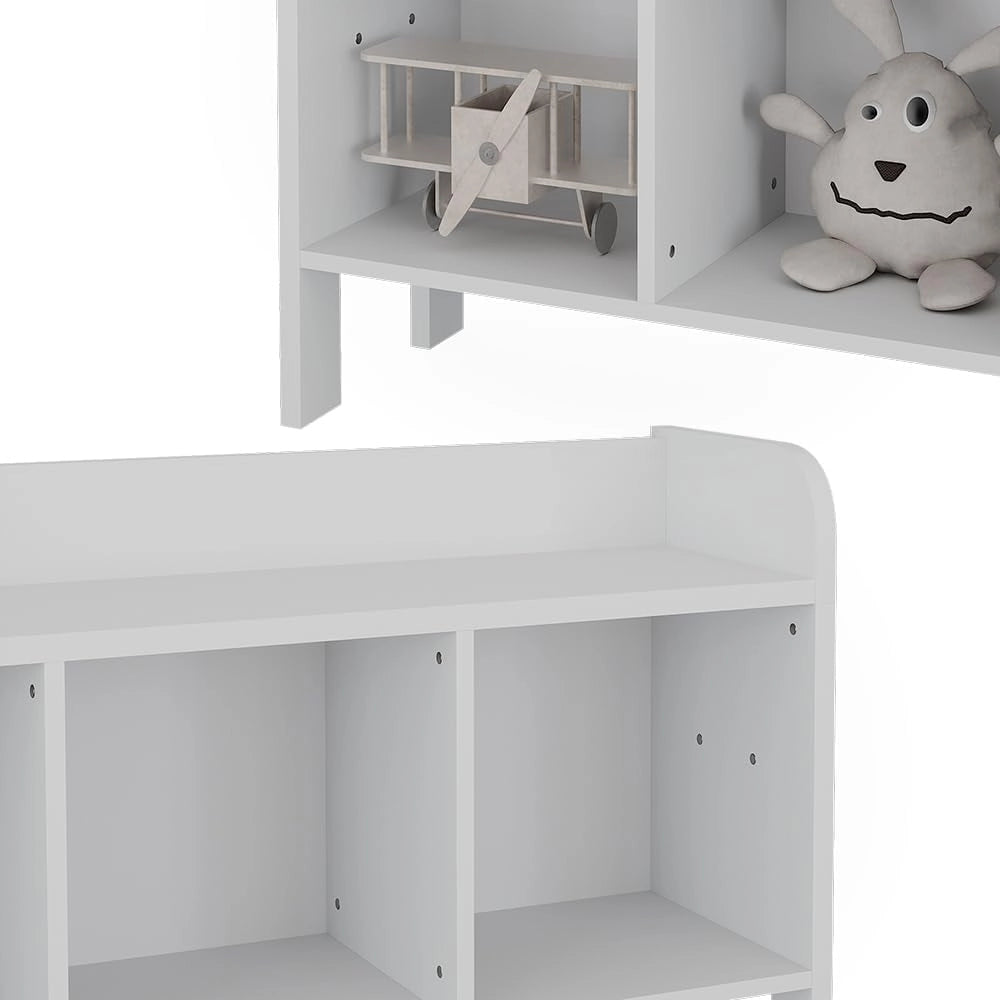 Scaffale per bambini Ajaton, Bianco, 107.2 x 63.8 cm, con scaffale per giocattoli e 3 vani aperti per riporre gli oggetti