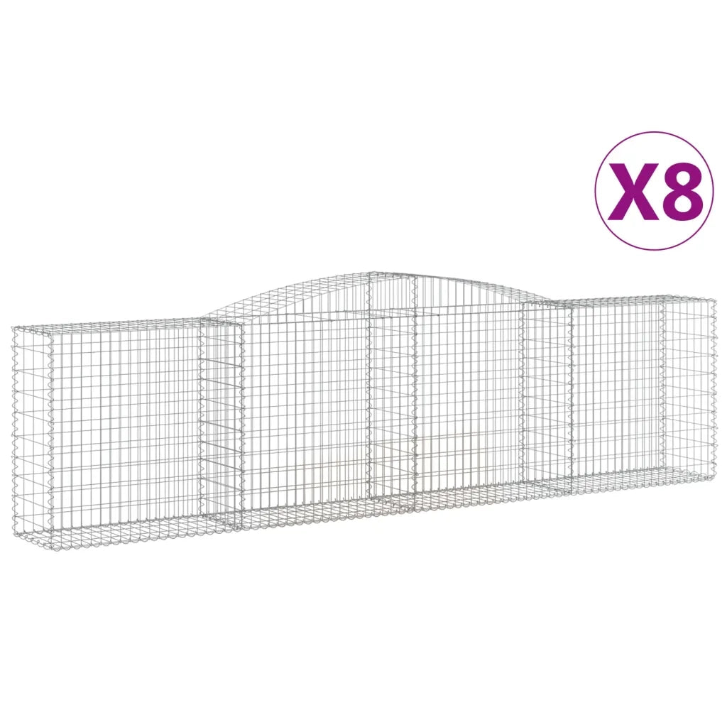 Cesti Gabbioni ad Arco 8 pz 400x50x100/120 cm Ferro Zincato 3147002