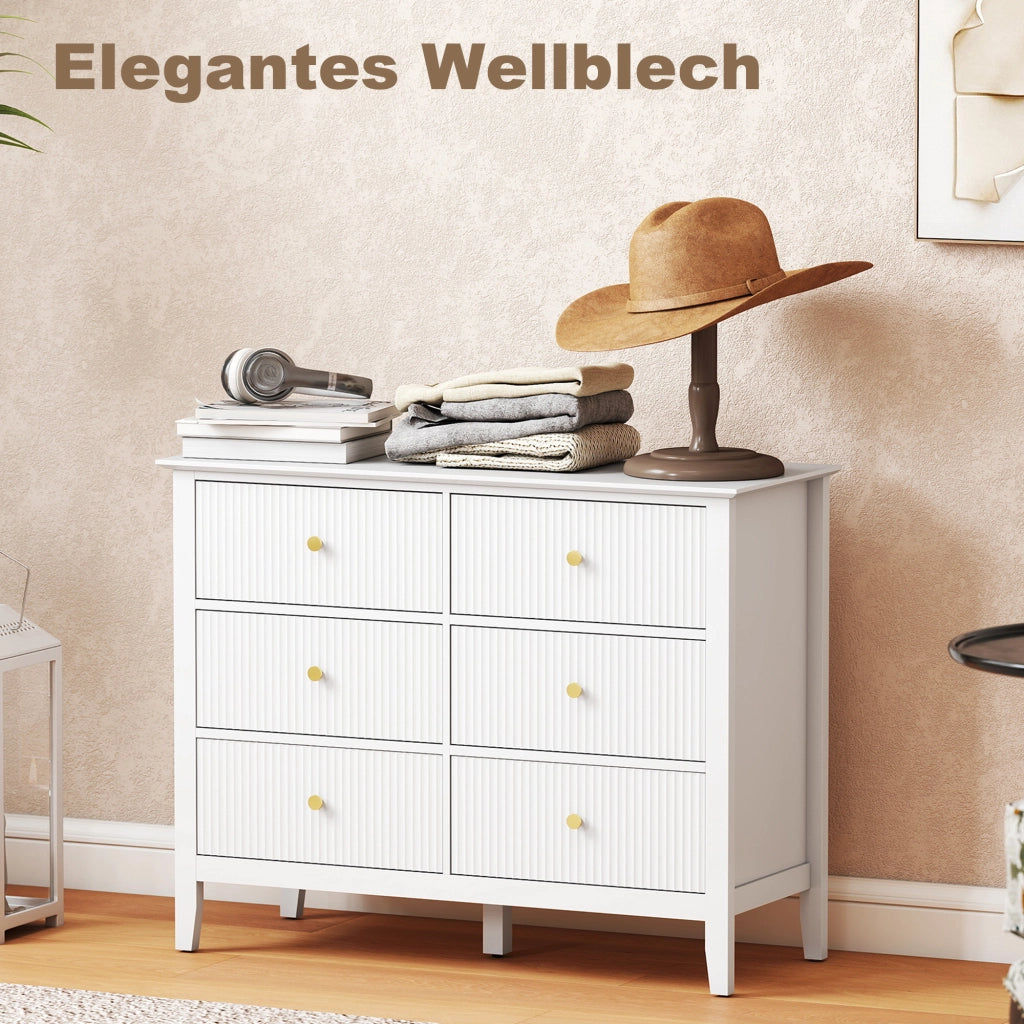 Cassettiera Sideboard con 6 Cassetti ¨C zephmum ¨C 100x40x78 Bianco
