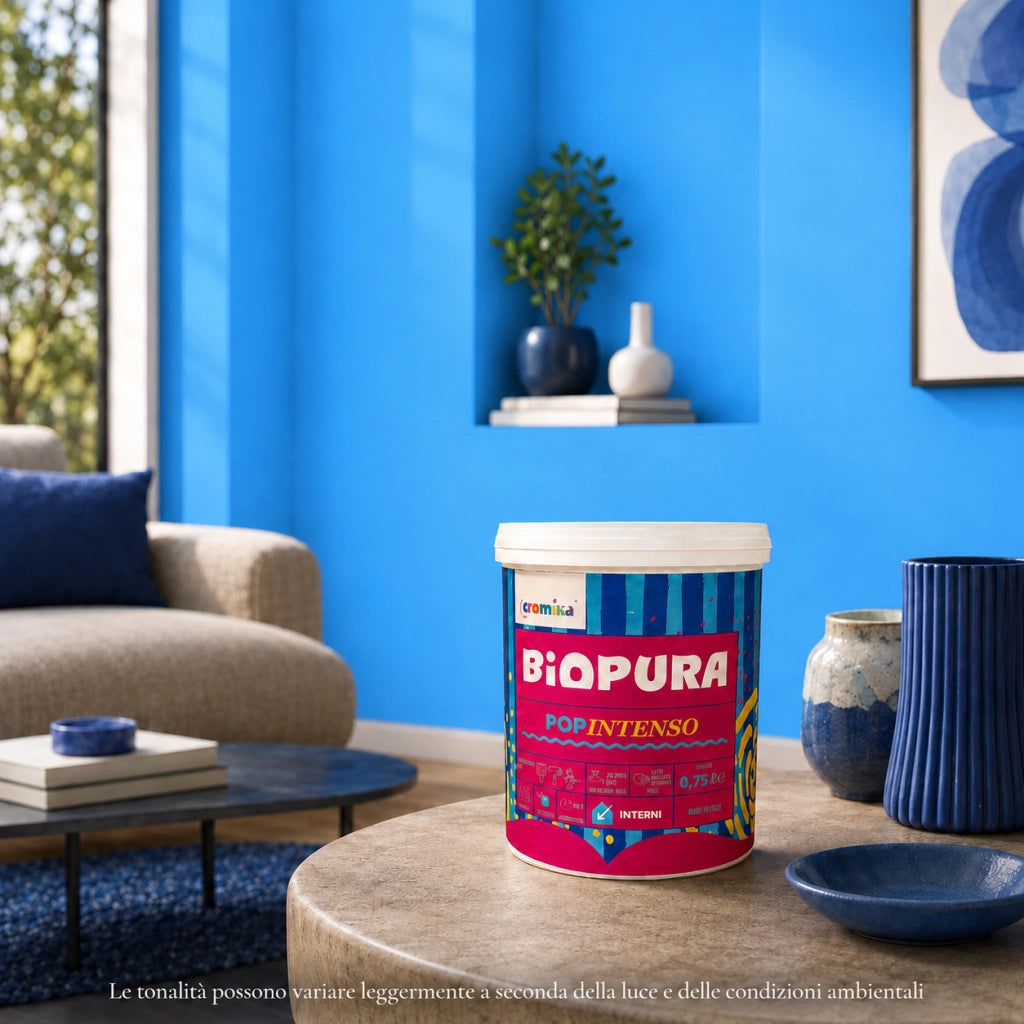 Popintenso palestra e decori interni pittura murale lavabile e coprente cromika *** formato 0,750 lt, colore- blu spl...