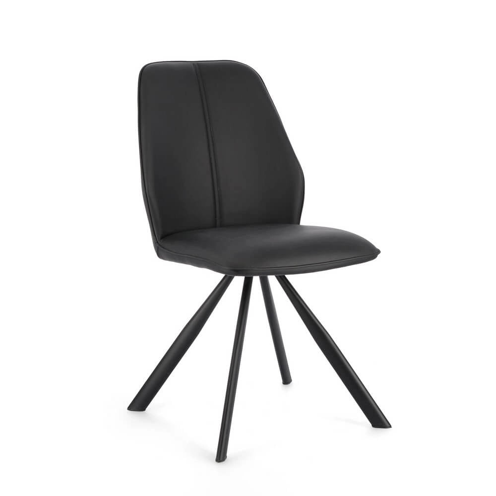 Set di 4 Sedie Imbottite in Similpelle con Gambe in Acciaio - LEO