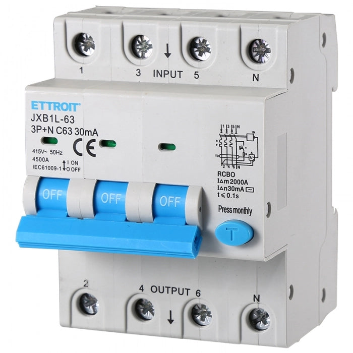 Magnetotermico Differenziale 3P+N 63A 30mA 380V