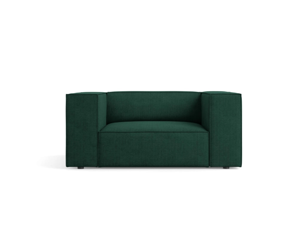 Cosmopolitan Design - Poltrona "Arendal" in ciniglia con effetto a coste verde bottiglia 