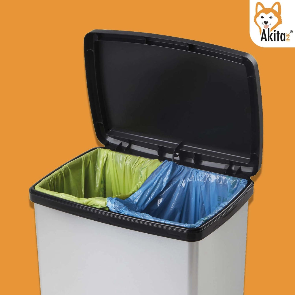 Akitaink Pattumiera a Pedale 50L Soft close Doppio Scomparto