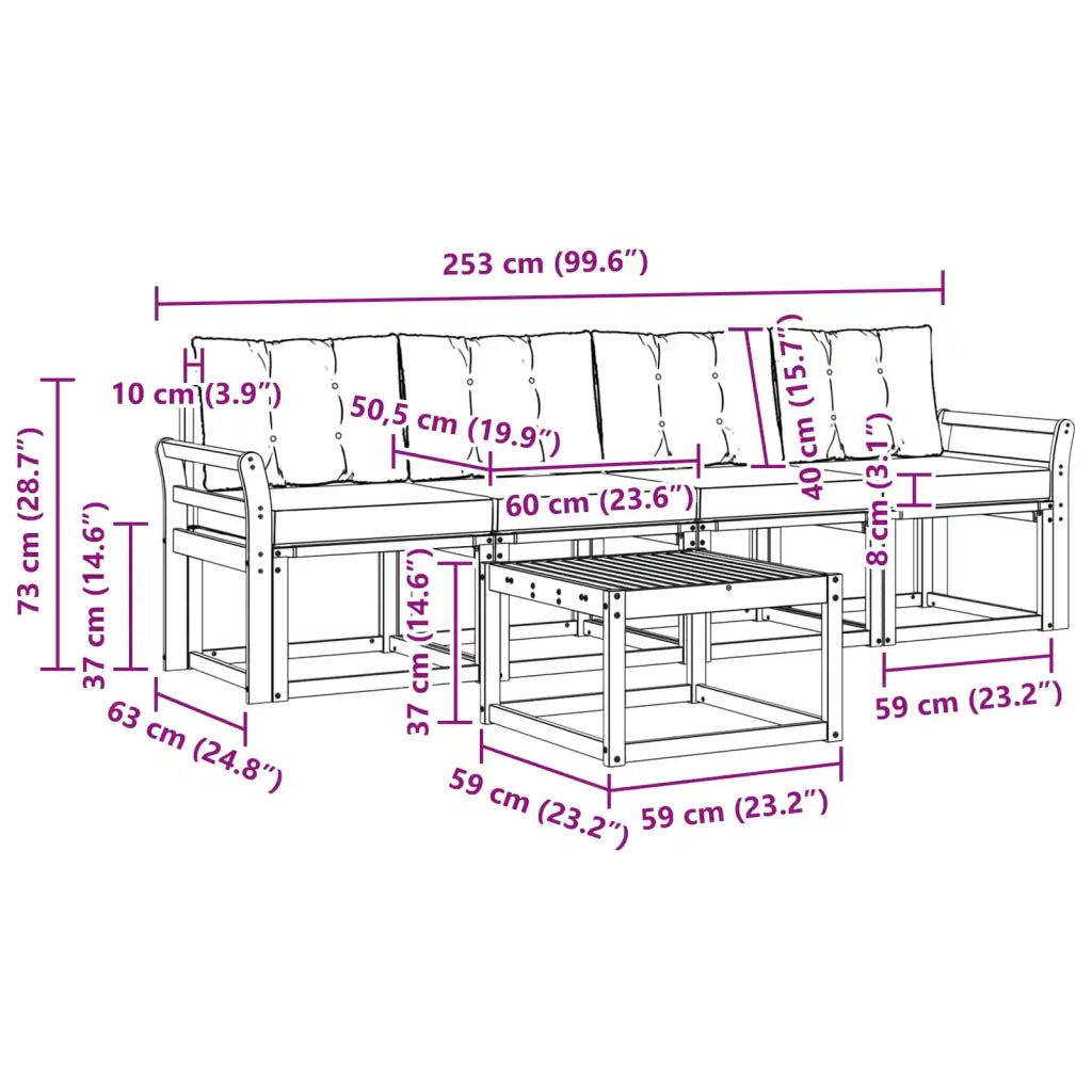 Set di divani da esterno 5 pz Bianco e Beige 3389191