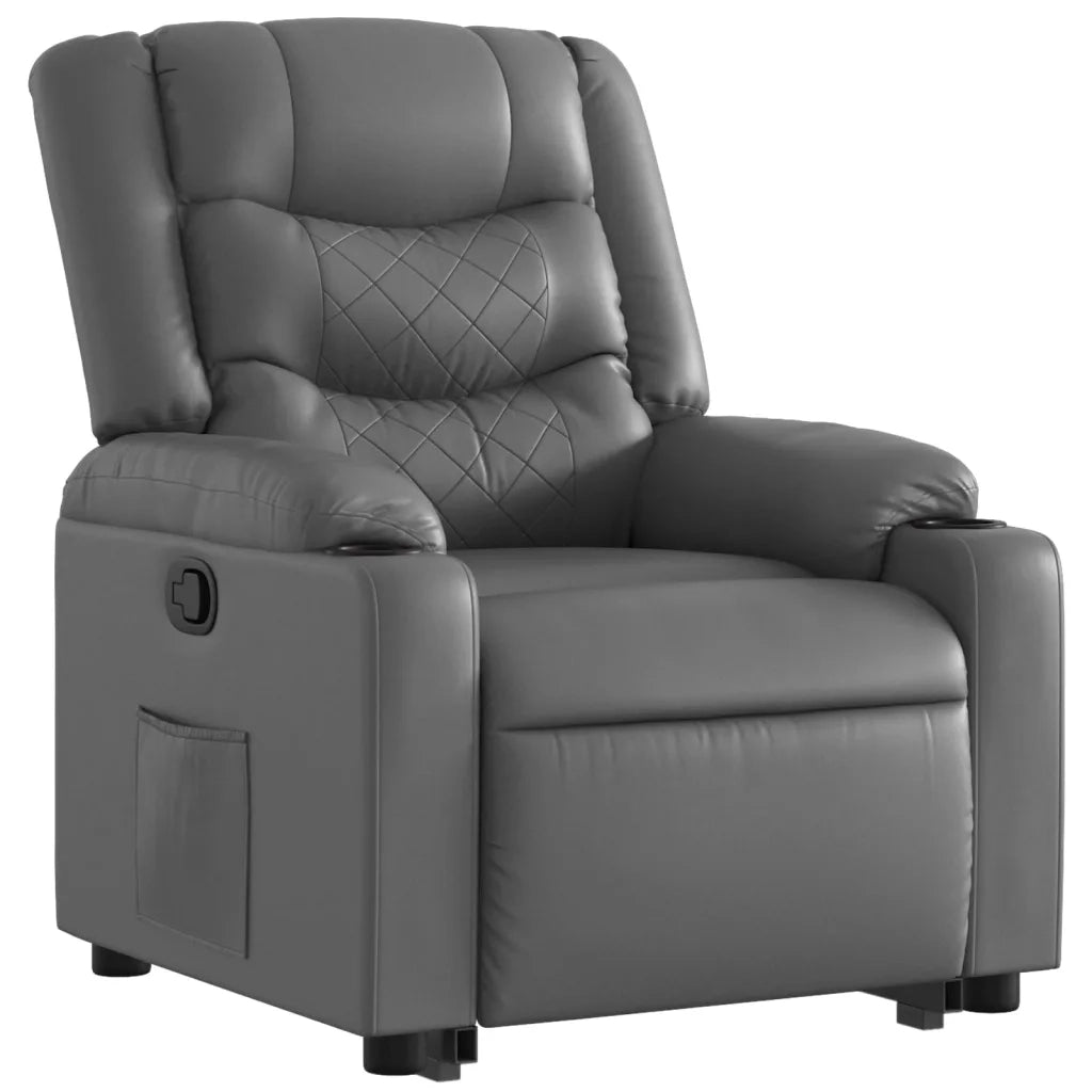 Poltrona Alzapersona Reclinabile Grigio in Similpelle 3206554
