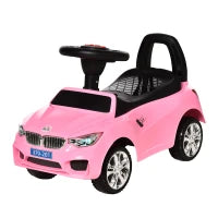 Macchinina per Bambini Cavalcabile con Volante, Fari e Musiche Integrate, Macchina per Bambini in PP e Metallo, 63.5x28x36 cm, Rosa