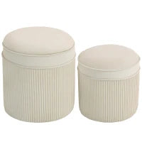 Set di 2 sgabelli contenitore 36 x 36 x 41,5 cm Bianco crema