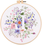 Set di cucito premium per principianti con disegno di fiori - kit di inizio per punto di croce inclusivo di forbici e istruzioni di cucito