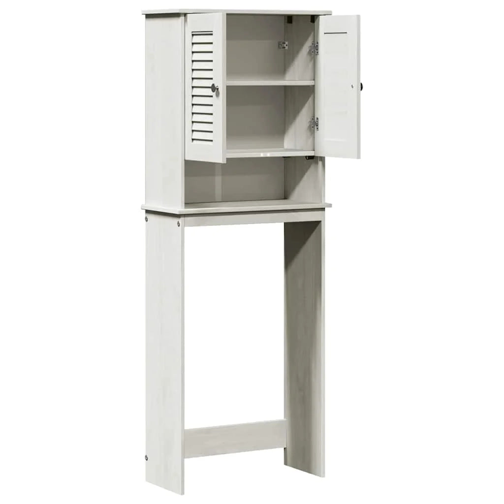 Mobiletto sopra il WC dal design moderno 60 x 27 x 161 cm con 3 ripiani salvaspazio in legno di pino bianco 02_0057920