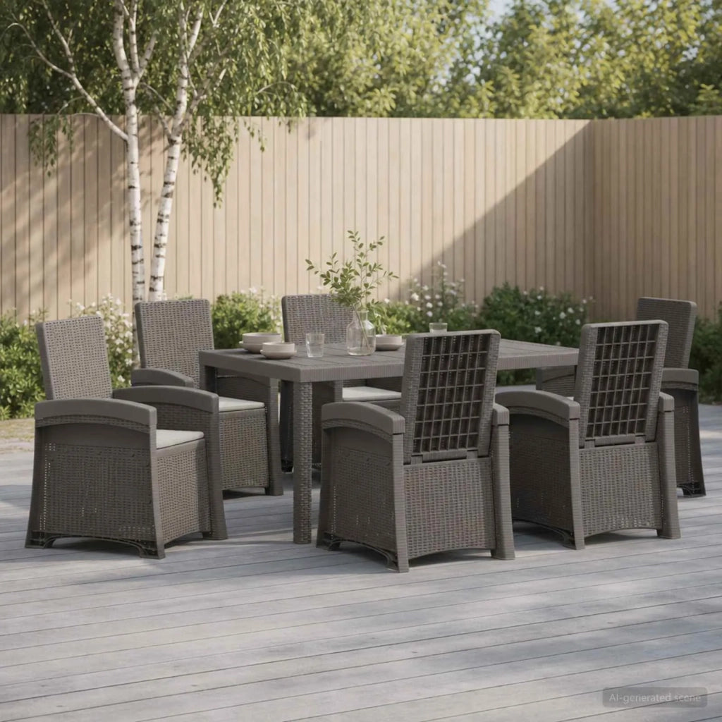 Set da Pranzo per Giardino 7 pz Grigio Chiaro PP 3430150