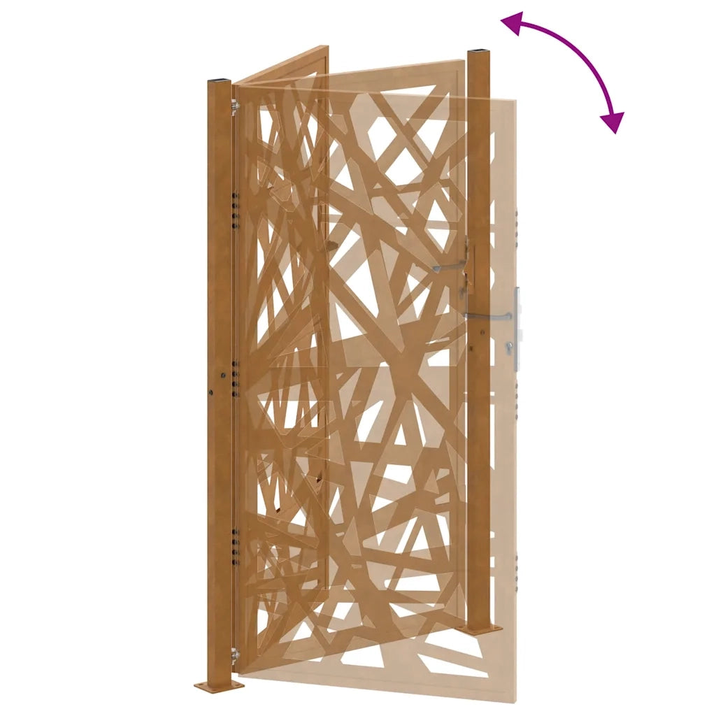 vidaXL Cancello da Giardino 105x205 cm Acciaio Corten Design Leggero