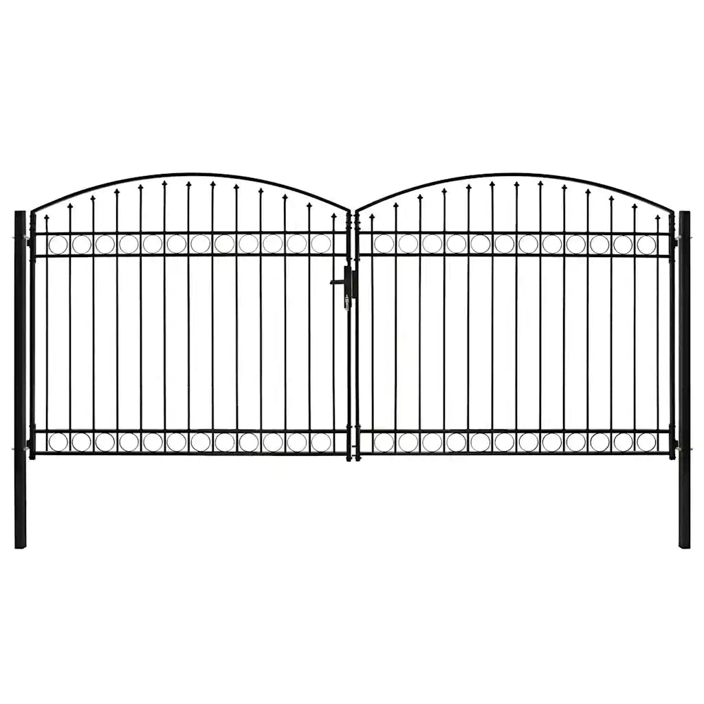 Cancello per recinzione Assen a doppia anta con parte superiore ad arco in acciaio 400x200 cm 143096