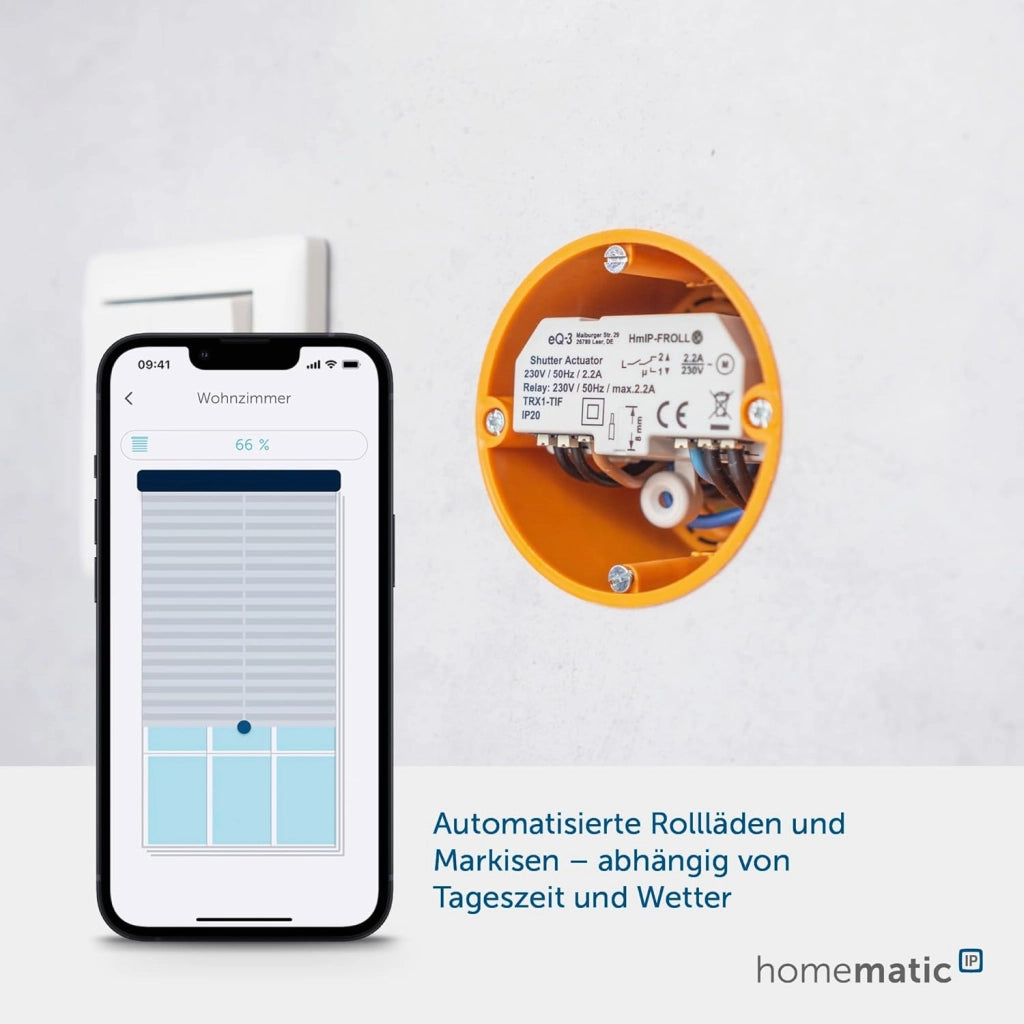 Homematic IP Smart Home Rollladenaktor – Unterputz, Digitale Steuerung für 1 Rollläden per App, Alexa & Google Assistant, elektrische Rolladen smart nachrüsten, 151347A0