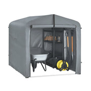 SoBuy Casetta da Giardino, Tenda Esterno Impermeabile, Rimessa Moto con Ganci, Garage per Biciclette e Attrezzi, Deposito Bici, Spazio di Stoccaggio, Grigio, 159x219x165 cm, KLS11-L-DG