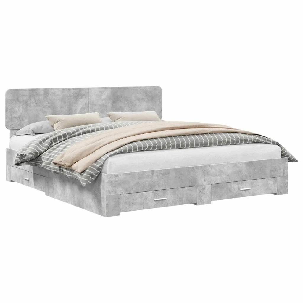 Struttura del letto con testiera Grigio cemento 180 x 200 cm