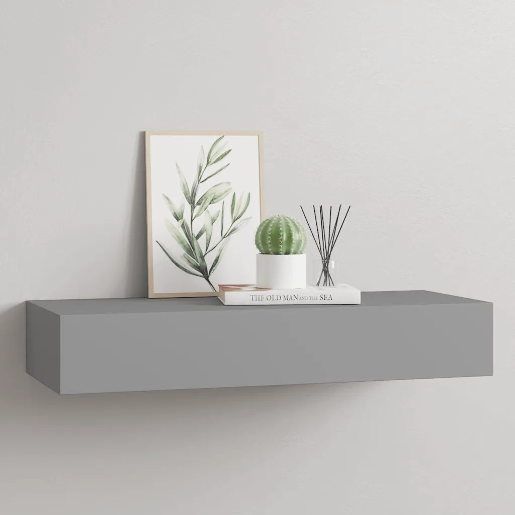 Scaffale con Cassetti da Parete Grigio 60x23,5x10 cm in MDF 330259