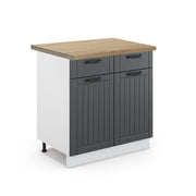 Mobiletto base per cucina Fame-Line Antracite rustico/Bianco 80 cm, PL Rovere Vicco
