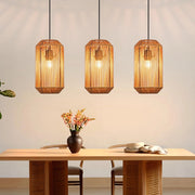 Lampada a sospensione ZMH nera a 3 luci in stile rattan vintage E27 (lampadina non inclusa)