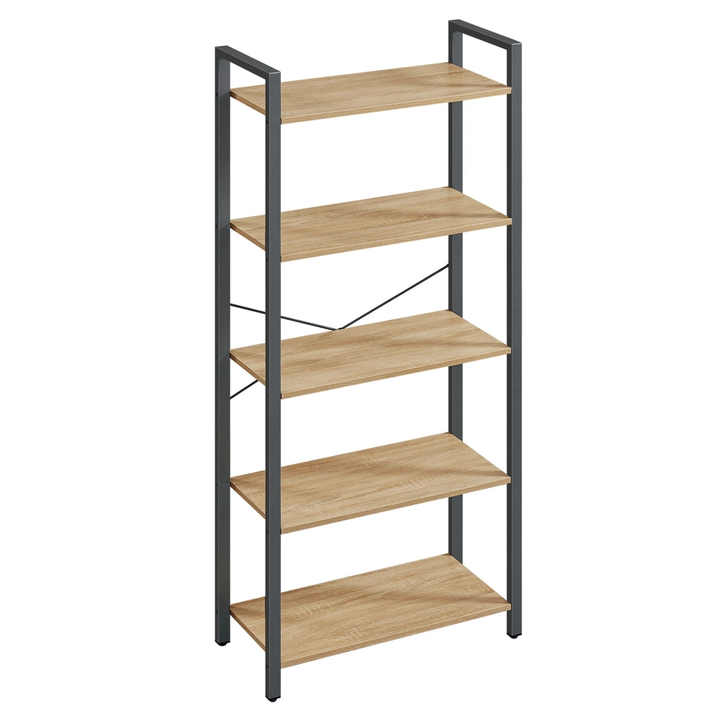 Libreria Valora | Scaffale espositivo e portaoggetti a 5 ripiani in rovere Sonoma