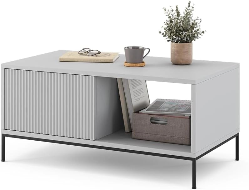 Tavolino Eliza, Grigio, 90 x 50 cm, combinabile con altri mobili della serie Eliza