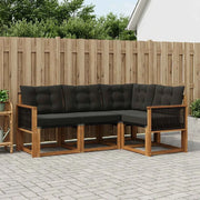 Set di divani da esterno con cuscino 4 pcs Naturale e Nero