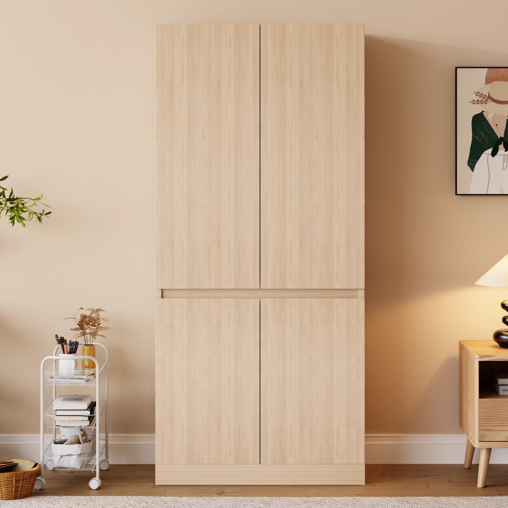 Armadio con 2 ante e ampio vano contenitore, per camera da letto, in legno, effetto legno naturale, 70 × 40 × 170 cm