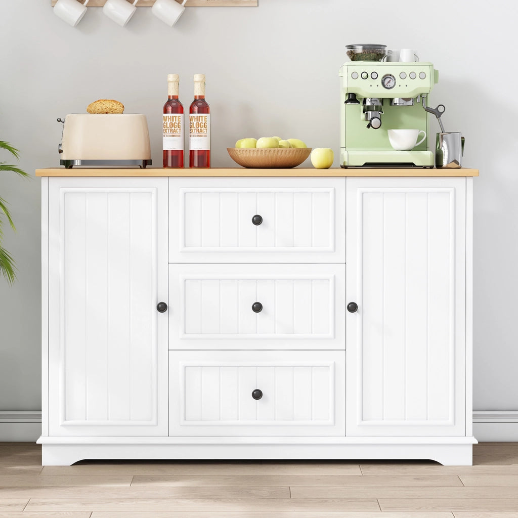 Credenza con 3 Cassetti e Ante ¨C Xylo ¨C Bianco, Legno