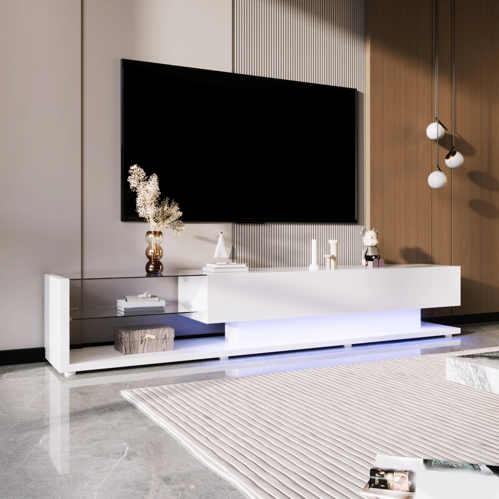 Cassettiera per TV bianca lucida in truciolato lunghezza 170 cm