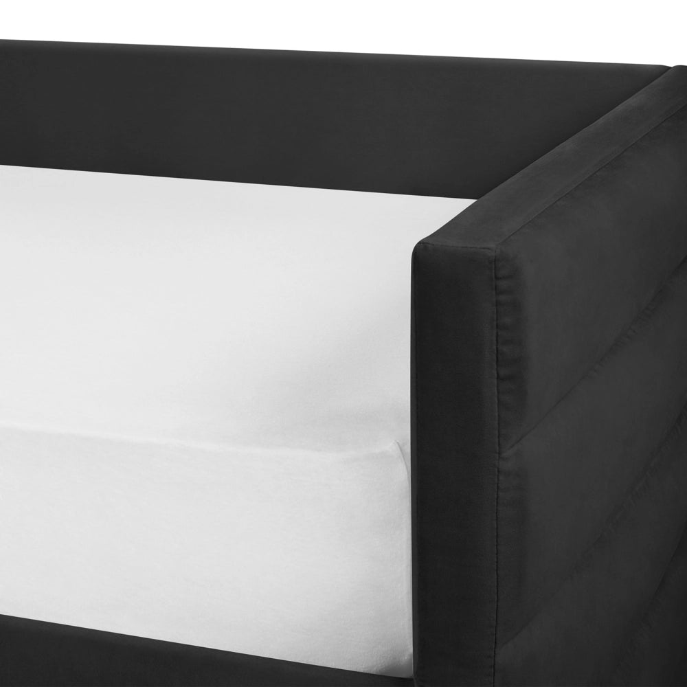 Letto con contenitore con cassetti in velluto nero 90 x 200 cm stanzetta design elegante