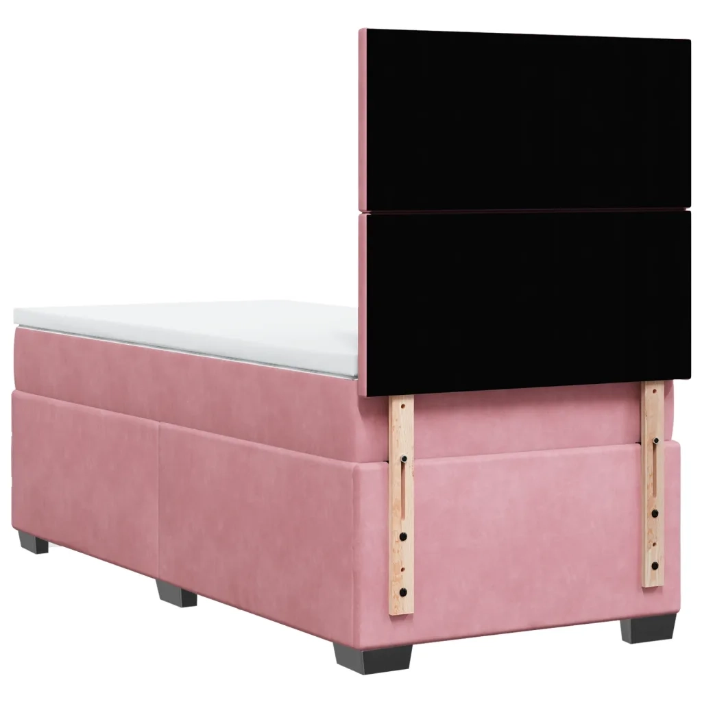 Giroletto a Molle con Materasso Rosa 90x190 cm in Velluto