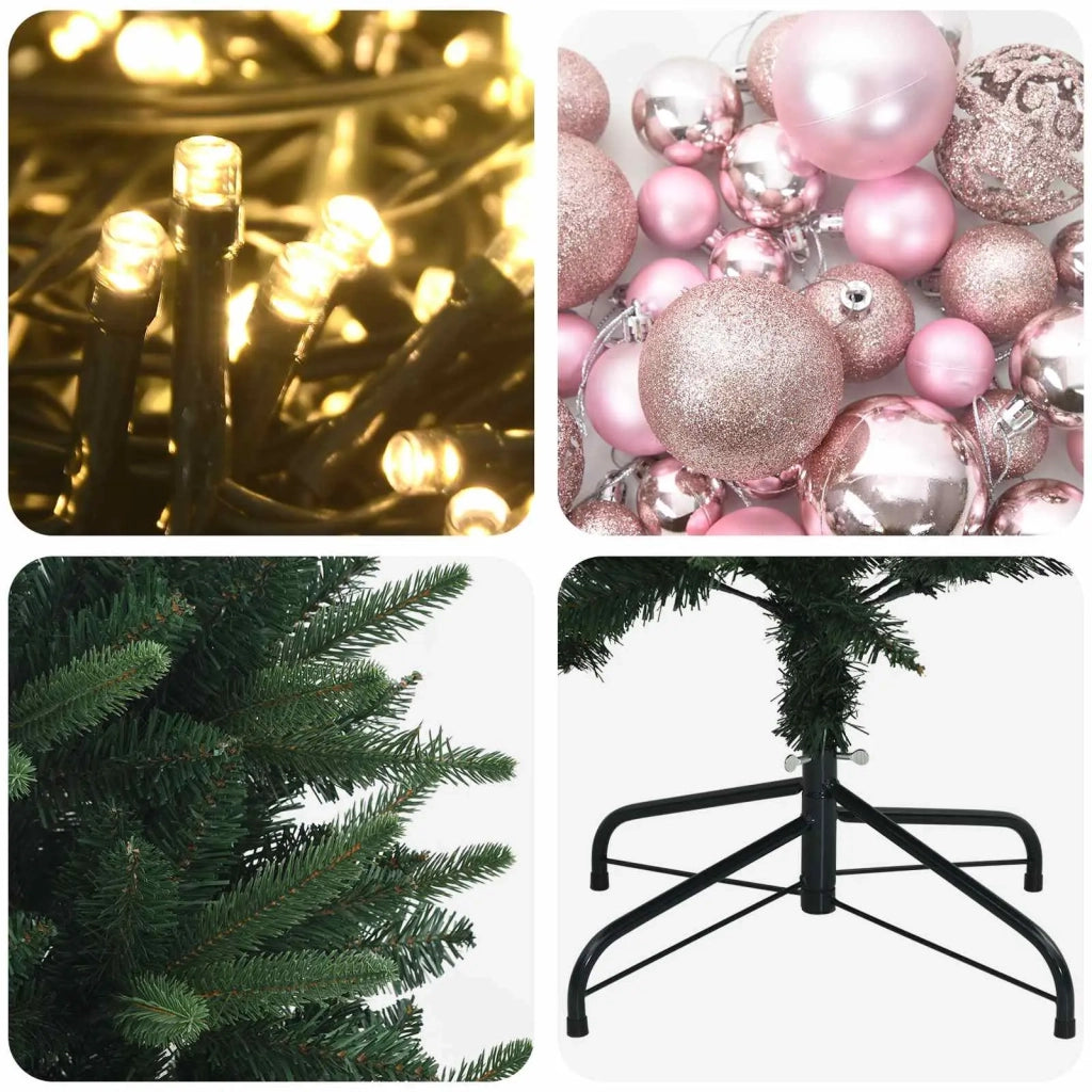 Albero di Natale Artificiale con Palline 150 cm 150 LED 3465828