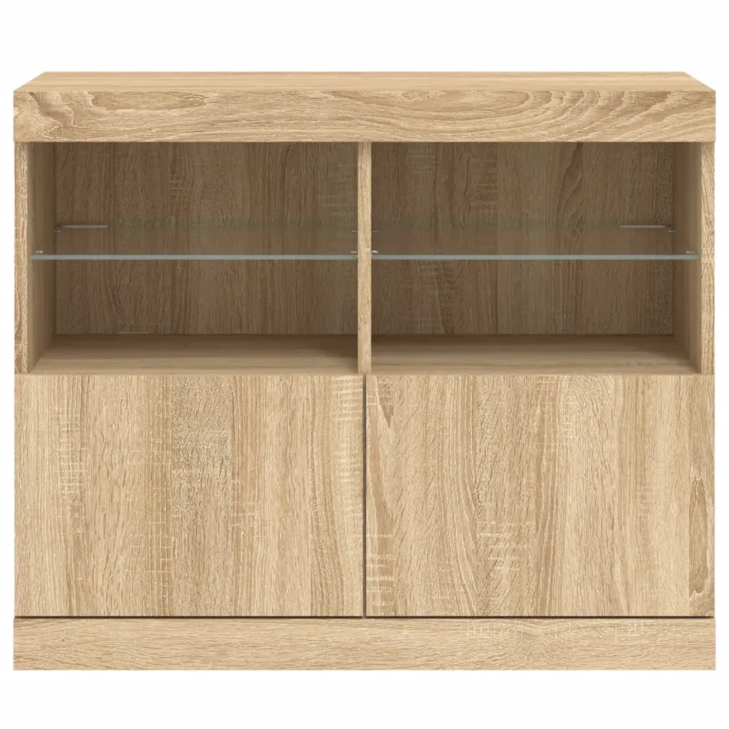 Credenza con Luci LED Rovere Sonoma 81x37x67 cm 836660