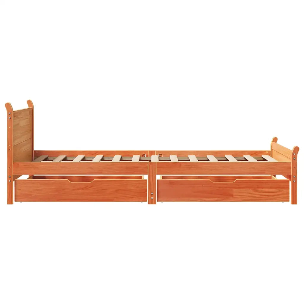 Letto senza Materasso Marrone Cera 75x190 cm in Legno di Pino 3309796