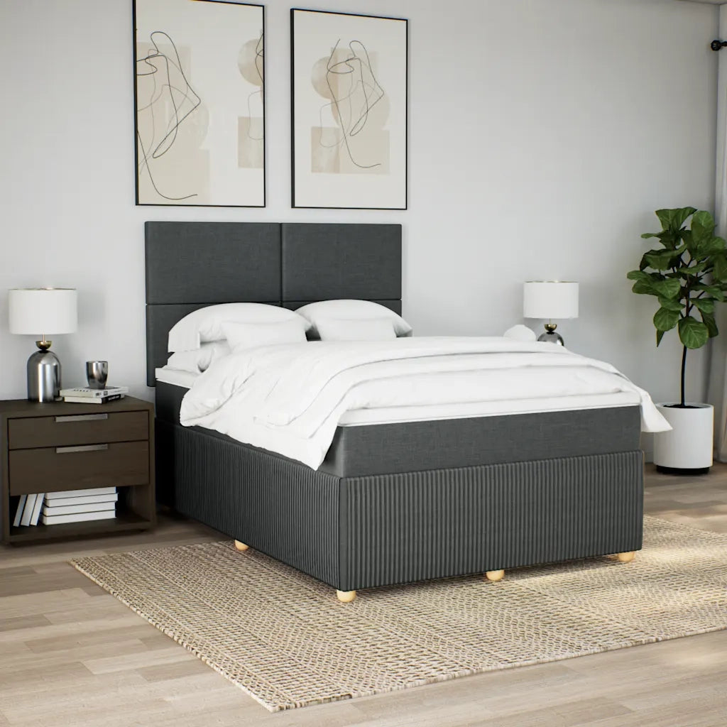 Giroletto a Molle con Materasso Grigio Scuro 140x200cm Tessuto 3294373