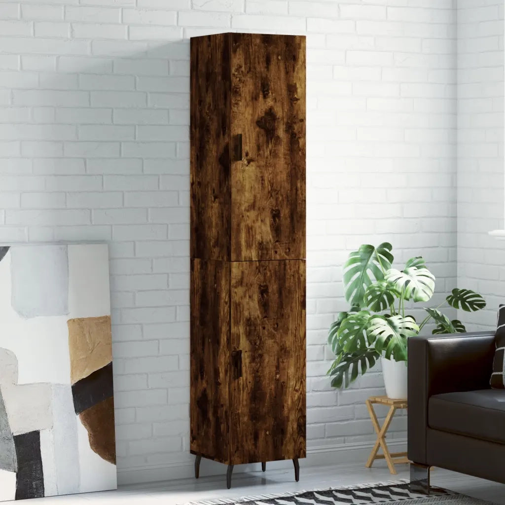 Credenza | Madia | Buffet da pranzo | Armadio da pranzo Rovere Fumo 34,5x34x180 cm in Legno Multistrato