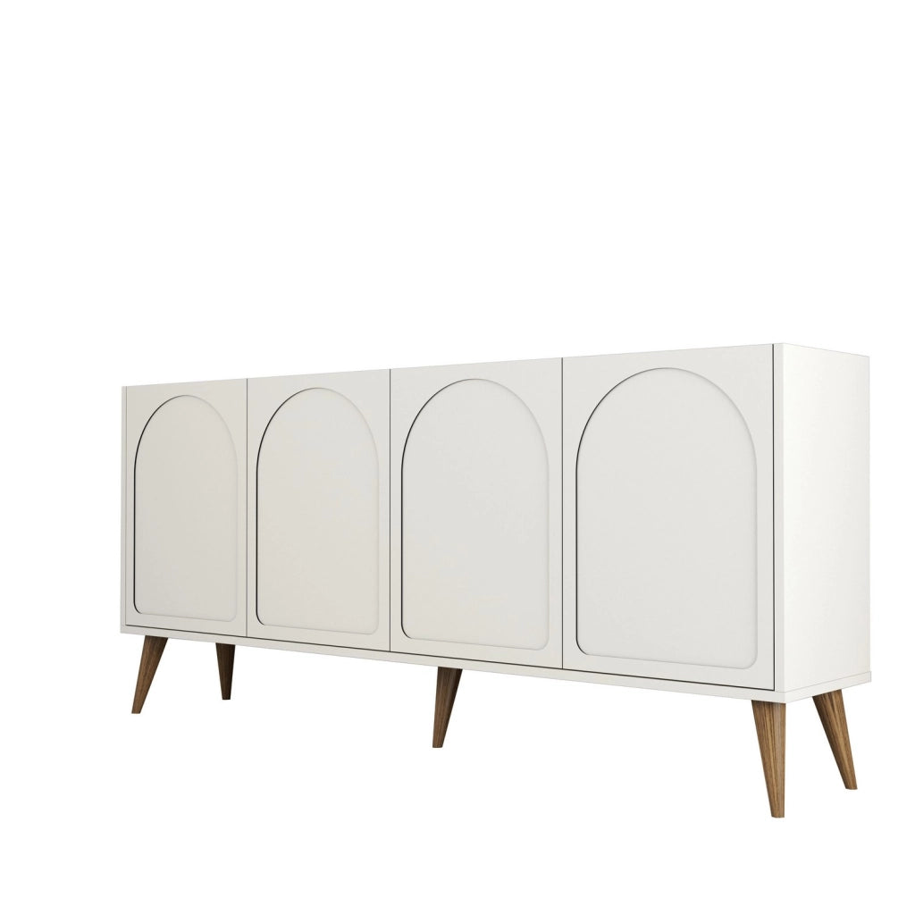Credenza in legno "Lyon" - 180 x 35 x 81 cm - Crema, Noce