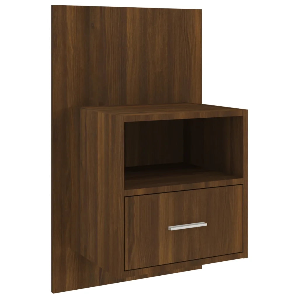 Comodino | Armadio da Notte | Mobiletto da notte a Muro Rovere Marrone