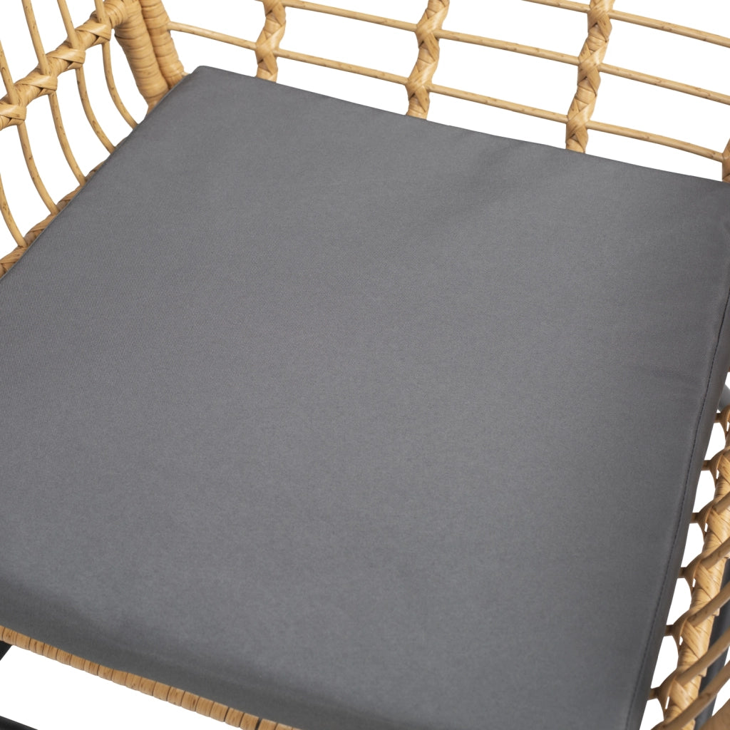 Set di mobili da giardino TIGA in resina intrecciata 4 posti - cuscini grigi