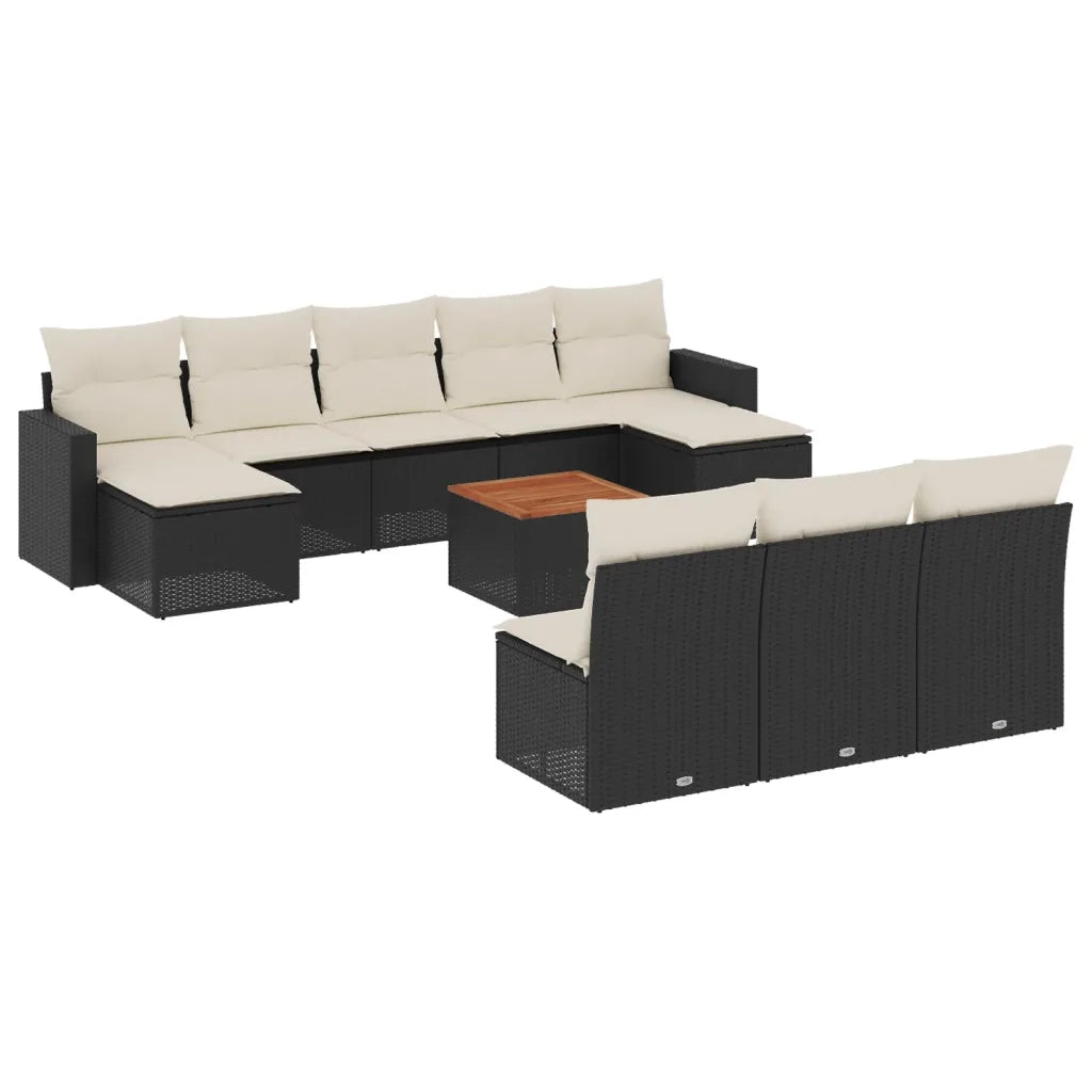 Set Divani da Giardino 11 pz con Cuscini in Polyrattan Nero 3256658